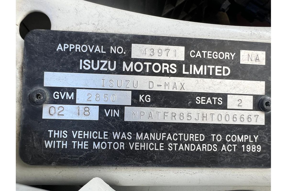 2012 Isuzu D-MAX SX Rear Wheel Drive