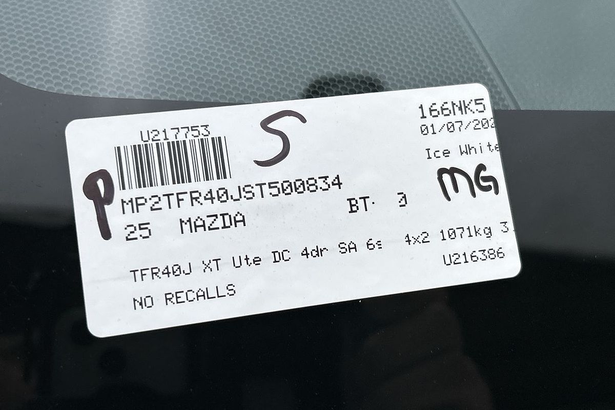 2025 Mazda BT-50 XT TF Rear Wheel Drive