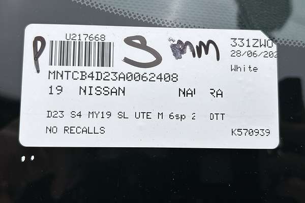 2019 Nissan Navara SL D23 Series 4 4X4