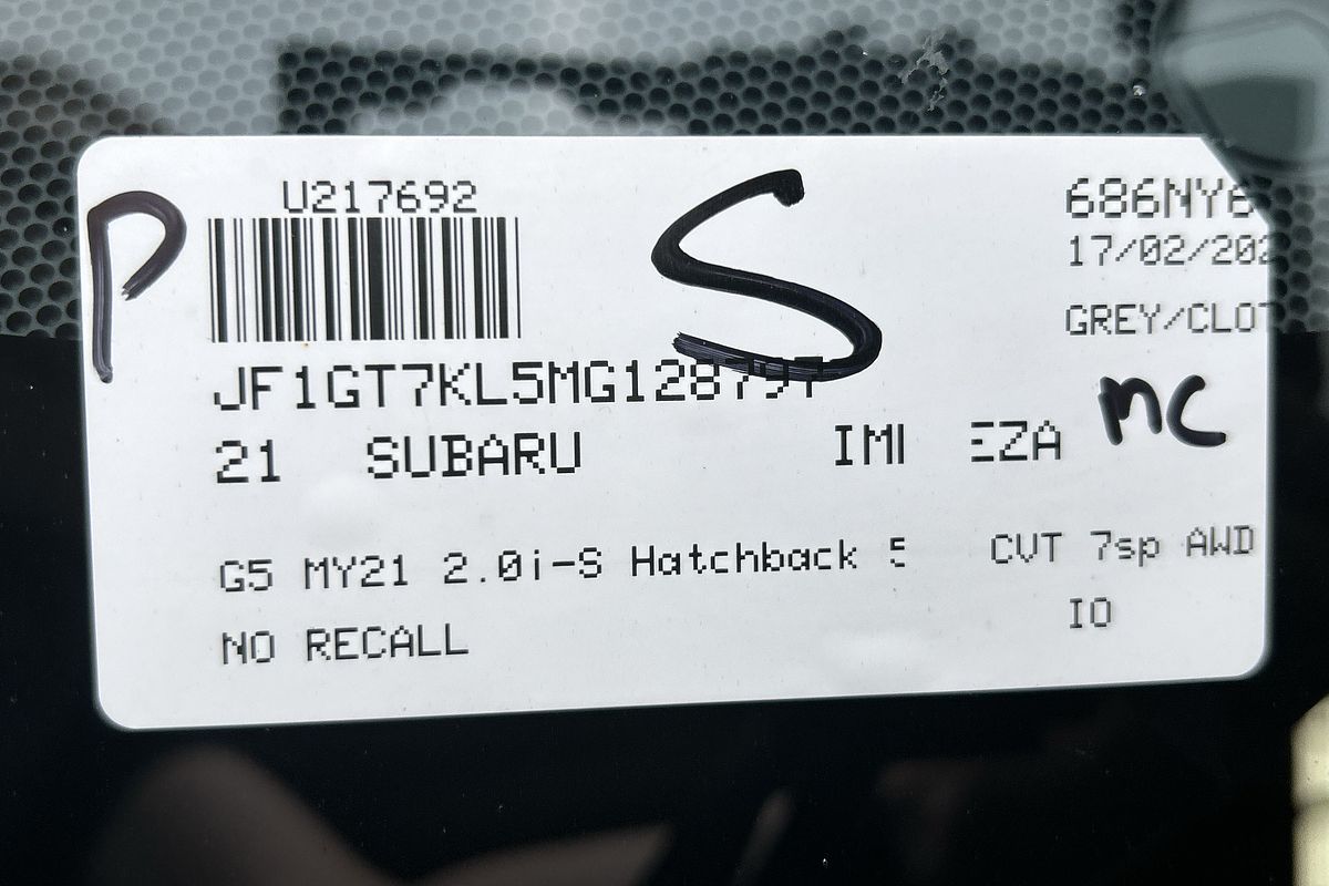 2021 Subaru Impreza 2.0i-S G5