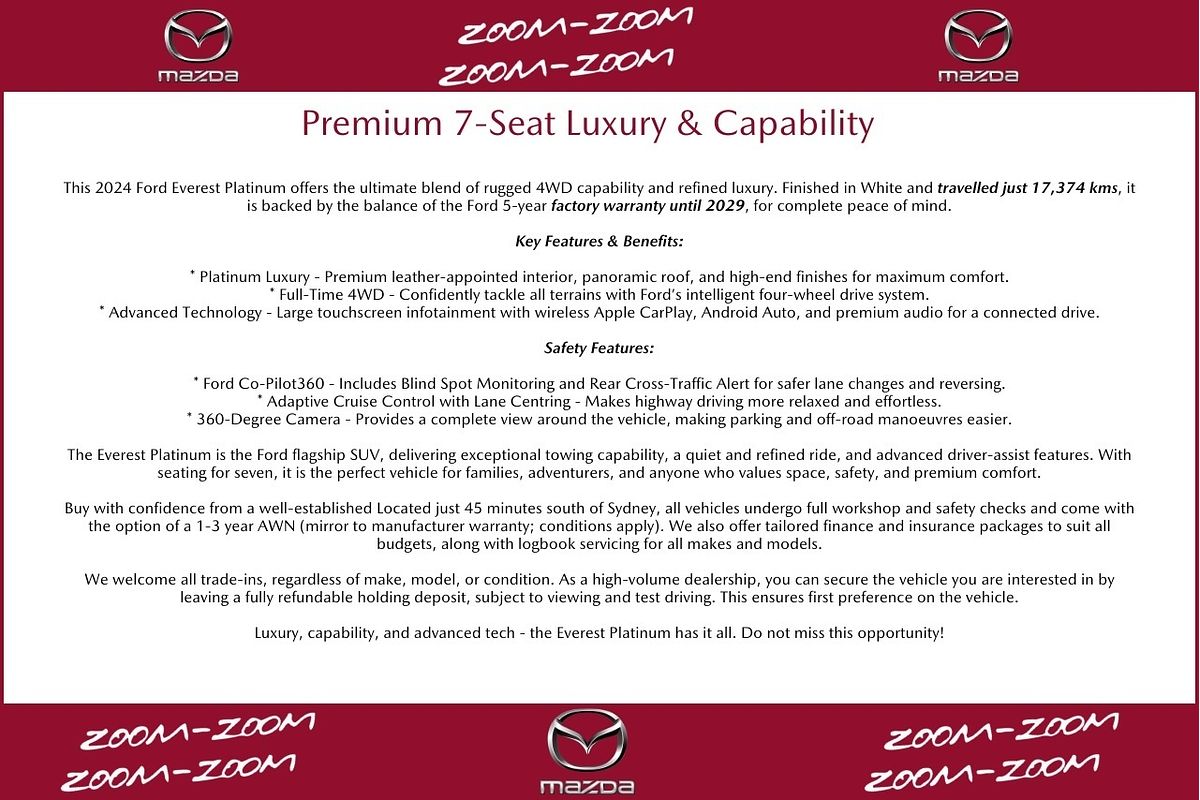 2024 Ford Everest Platinum 3.0L