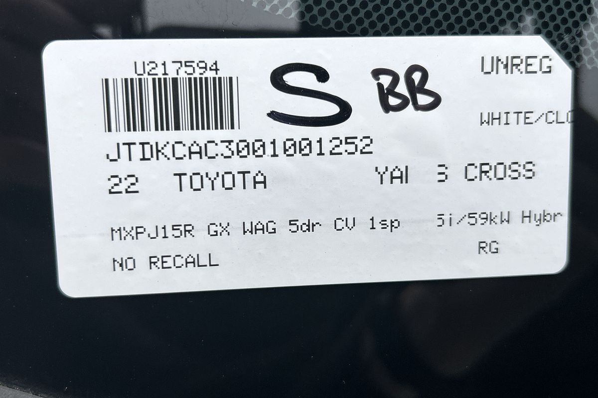 2022 Toyota Yaris Cross GX MXPJ15R
