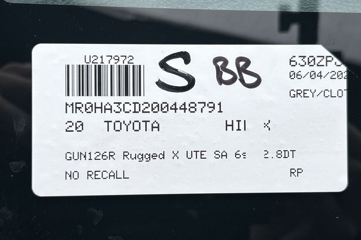2020 Toyota Hilux Rugged X GUN126R 4X4