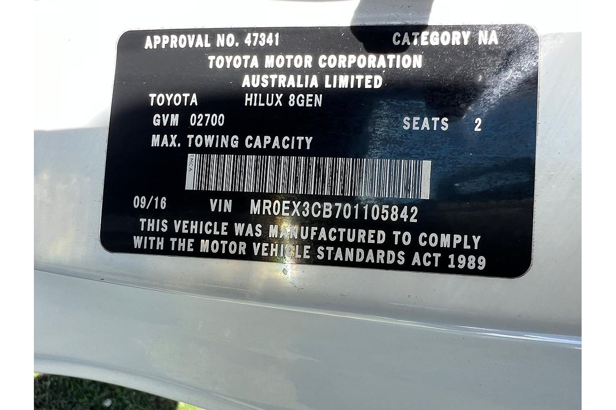 2016 Toyota Hilux Workmate TGN121R Rear Wheel Drive