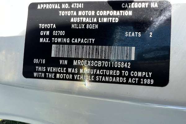 2016 Toyota Hilux Workmate TGN121R Rear Wheel Drive