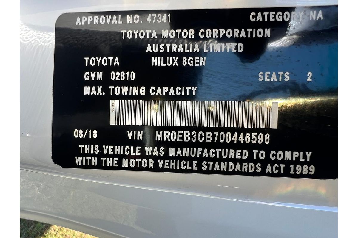 2018 Toyota Hilux Workmate GUN122R Rear Wheel Drive