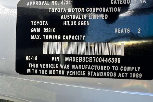 2018 Toyota Hilux Workmate GUN122R Rear Wheel Drive