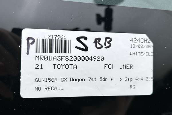 2021 Toyota Fortuner GX GUN156R