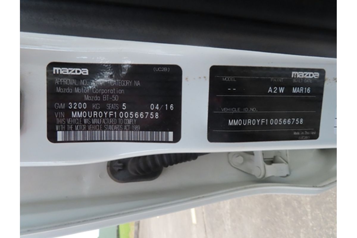2016 Mazda BT-50 XT UR 4X4