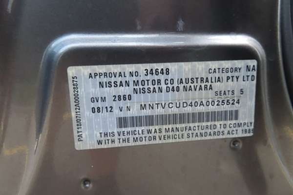 2012 Nissan Navara RX D40 Series 7 4X4