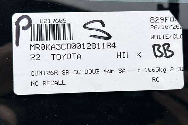 2022 Toyota Hilux SR GUN126R 4X4