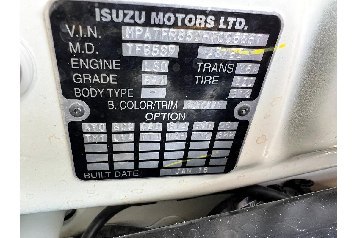 2018 Isuzu D-MAX SX High Ride Rear Wheel Drive