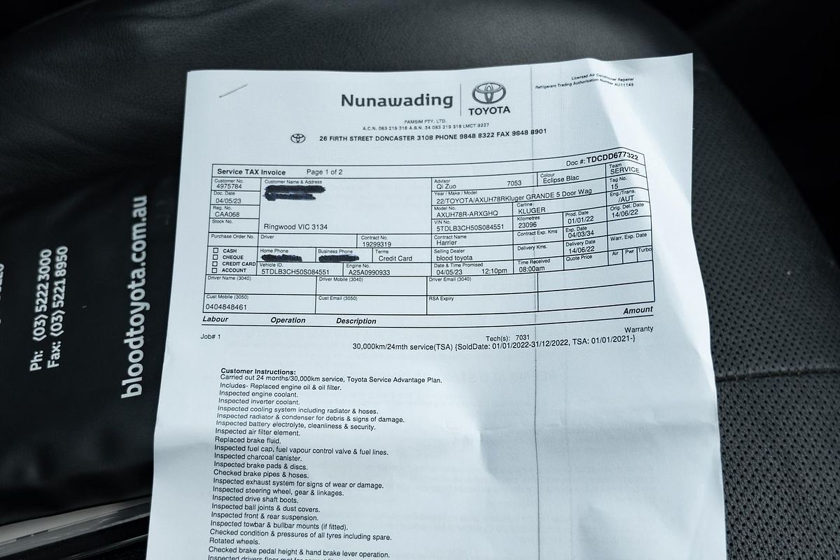 2022 Toyota Kluger Grande AXUH78R