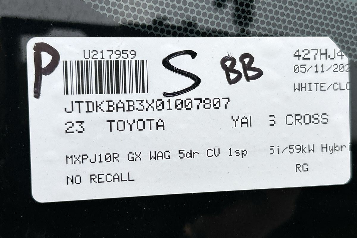 2023 Toyota Yaris Cross GX MXPJ10R