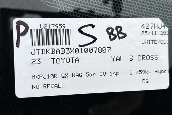 2023 Toyota Yaris Cross GX MXPJ10R