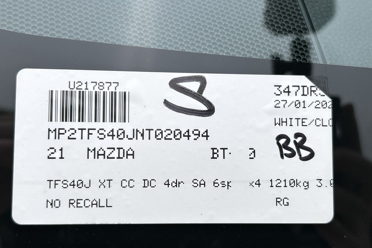 2021 Mazda BT-50 XT TF 4X4