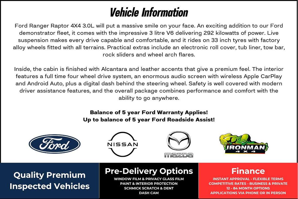2024 Ford Ranger Raptor 4X4 3.0L