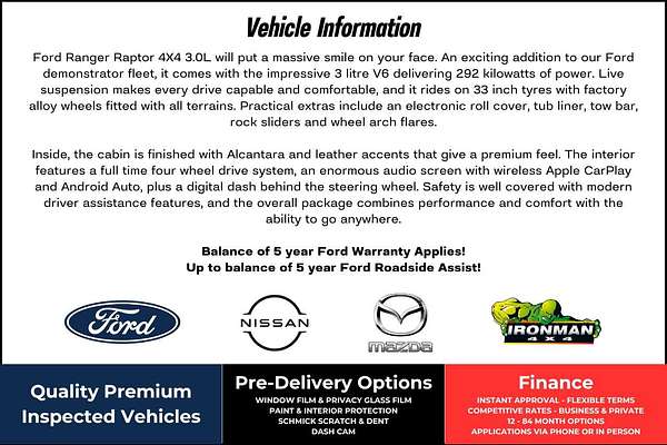 2024 Ford Ranger Raptor 4X4 3.0L