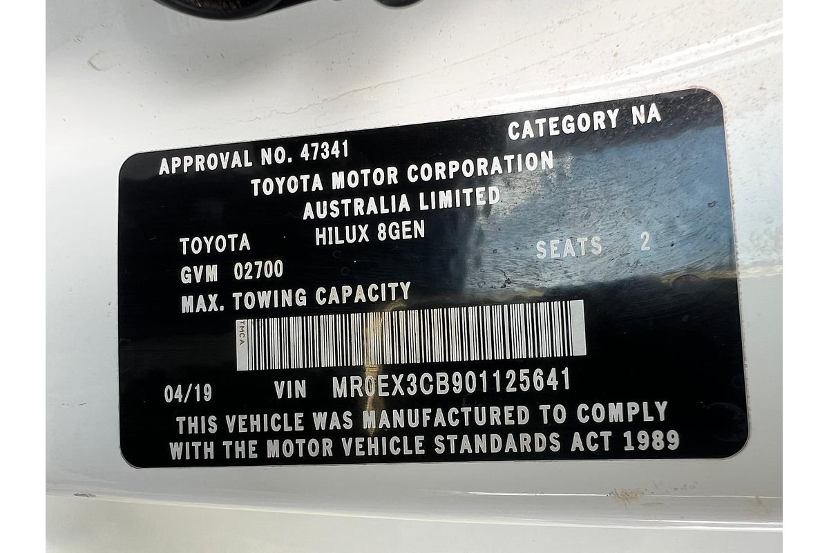 2019 Toyota Hilux Workmate TGN121R Rear Wheel Drive