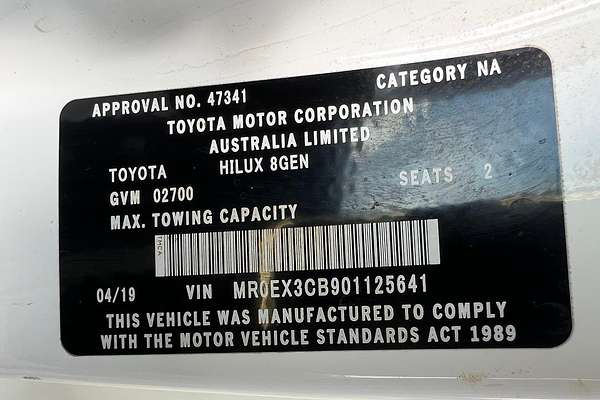 2019 Toyota Hilux Workmate TGN121R Rear Wheel Drive