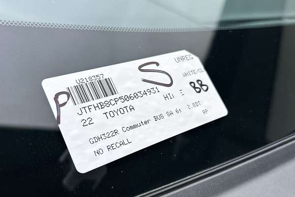 2022 Toyota Hiace Commuter GDH322R ELWB High Roof