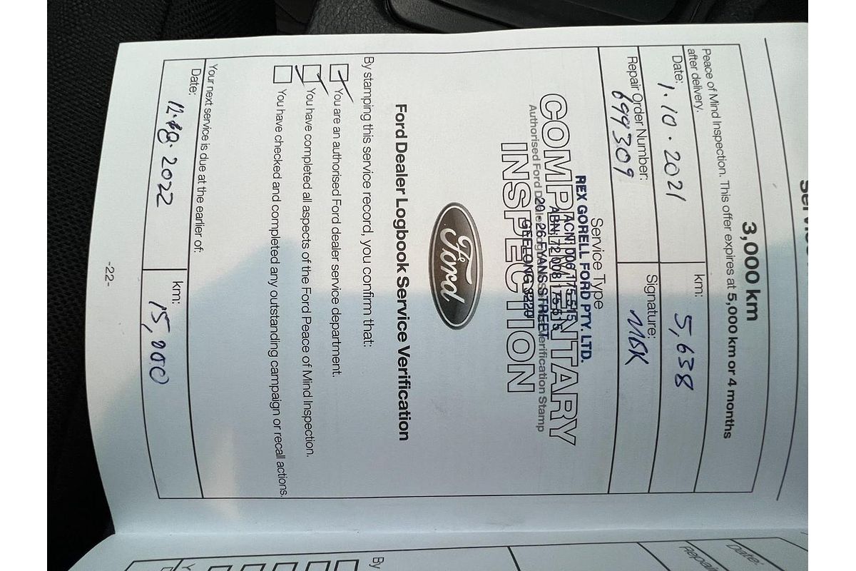 2021 Ford Ranger XL Hi-Rider PX MkIII Rear Wheel Drive 2.2L