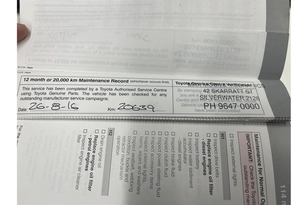 2015 Toyota Hiace Commuter TRH223R ELWB High Roof