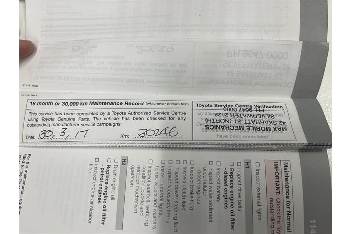 2015 Toyota Hiace Commuter TRH223R ELWB High Roof