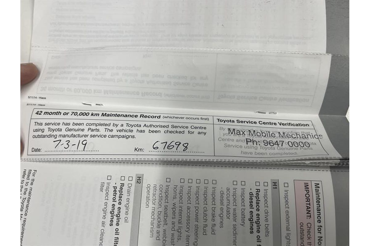 2015 Toyota Hiace Commuter TRH223R ELWB High Roof