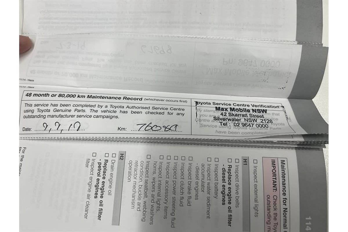 2015 Toyota Hiace Commuter TRH223R ELWB High Roof