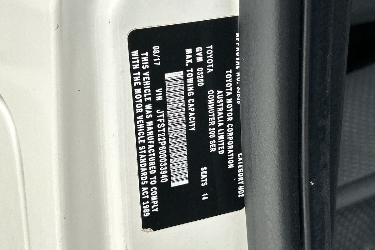 2017 Toyota Hiace Commuter KDH223R ELWB High Roof