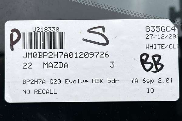 2022 Mazda 3 G20 Evolve BP Series