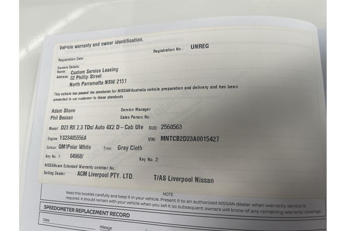 2019 Nissan Navara RX D23 Series 4 Rear Wheel Drive