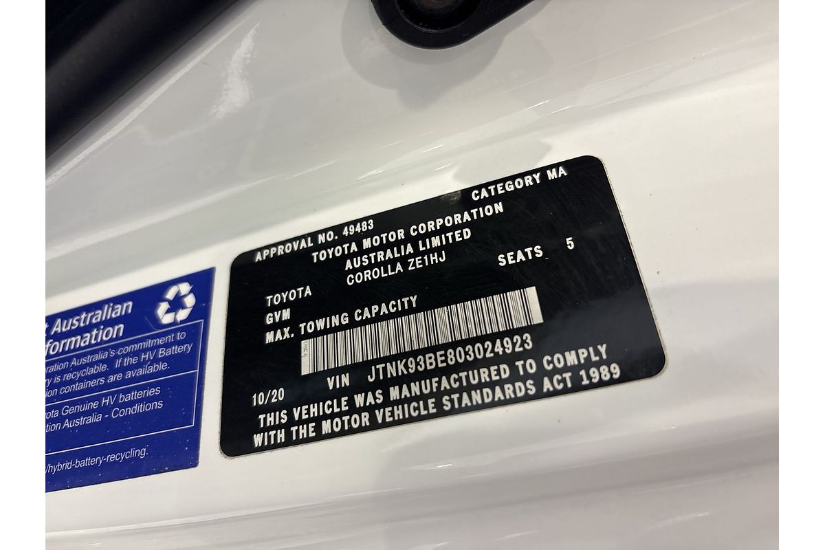 2020 Toyota Corolla Ascent Sport Hybrid ZWE211R