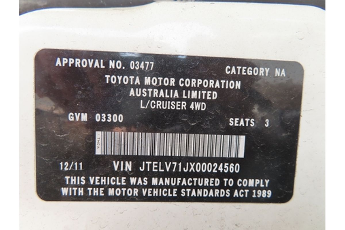 2011 Toyota Landcruiser Workmate VDJ79R 4X4