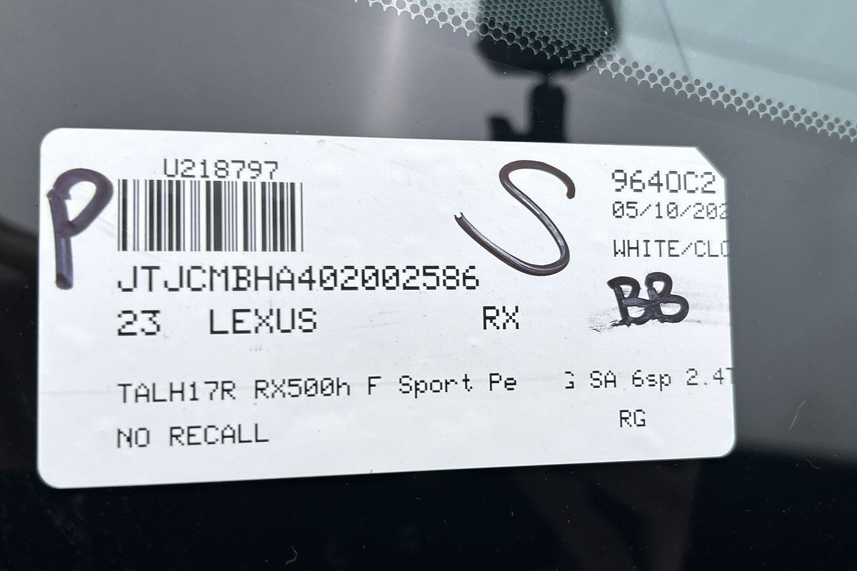 2023 Lexus RX RX500h F Sport Performance TALH17R