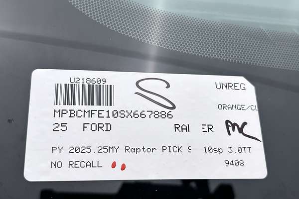 2025 Ford Ranger Raptor 4X4 3.0L