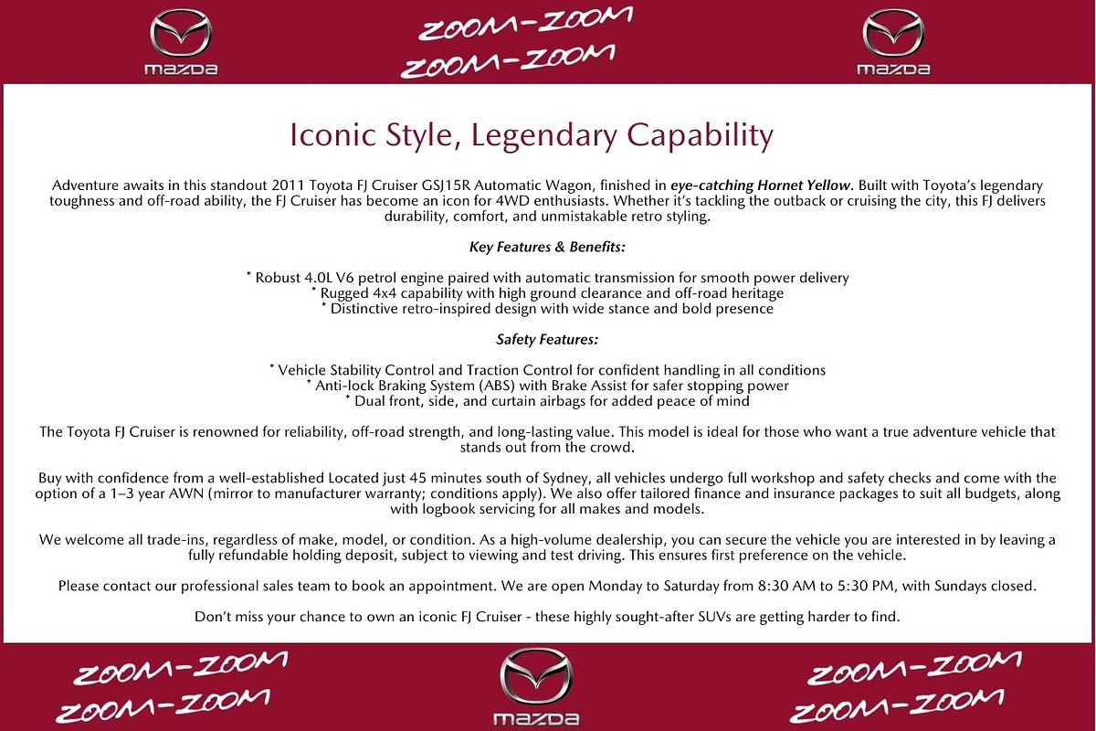 2011 Toyota FJ Cruiser GSJ15R