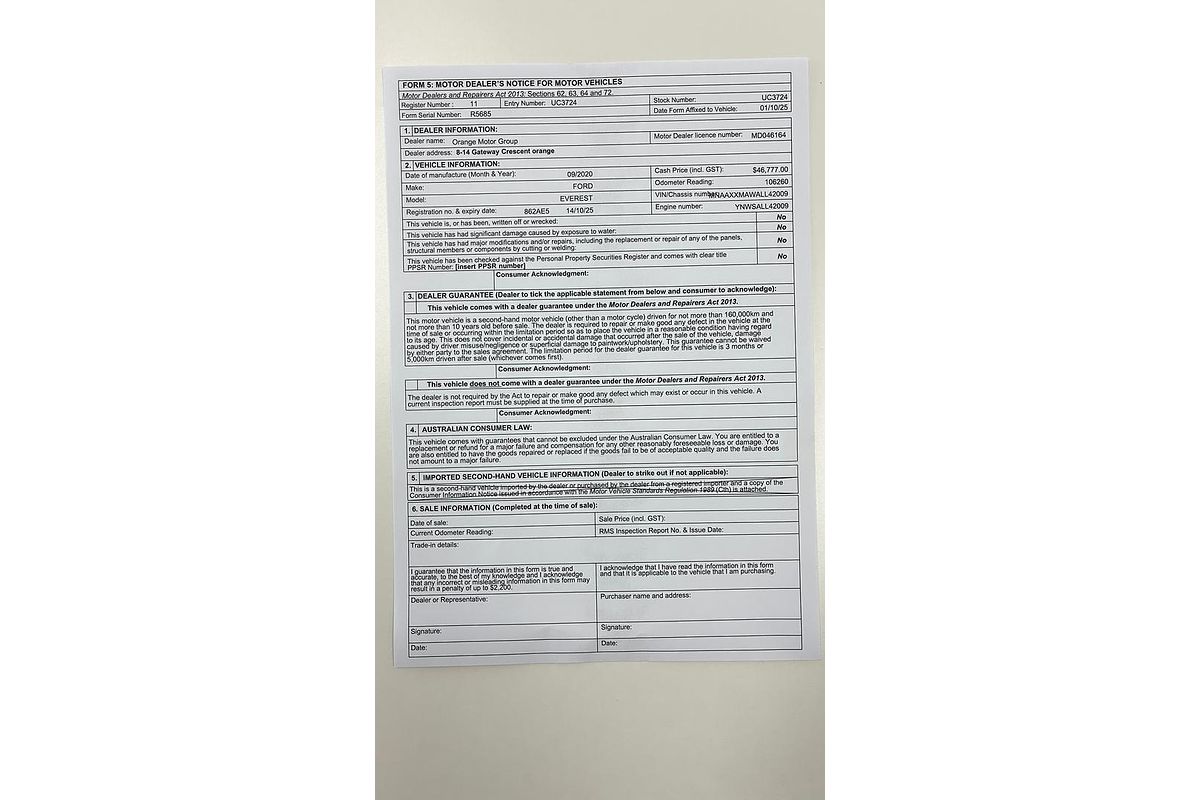 2020 Ford Everest Sport UA II 2.0L
