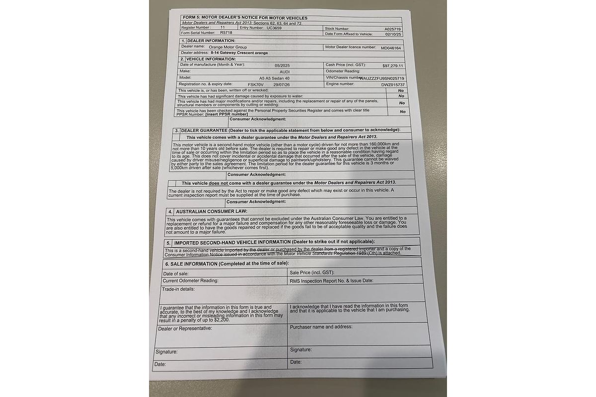 2025 Audi A5 TFSI 150kW S line B10
