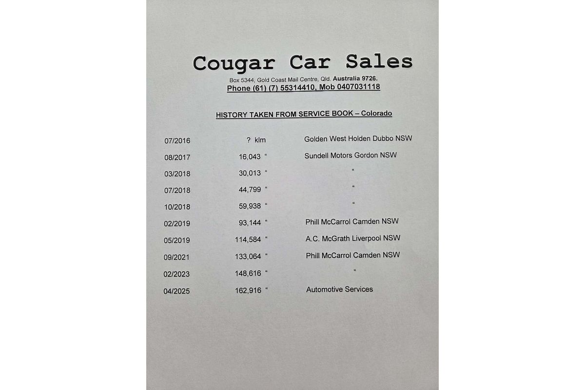 2016 Holden Colorado 7 Trailblazer RG