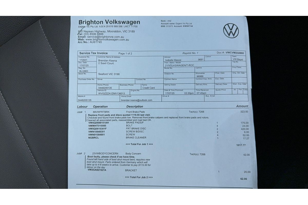 2021 Volkswagen T-Roc 140TSI Sport A11