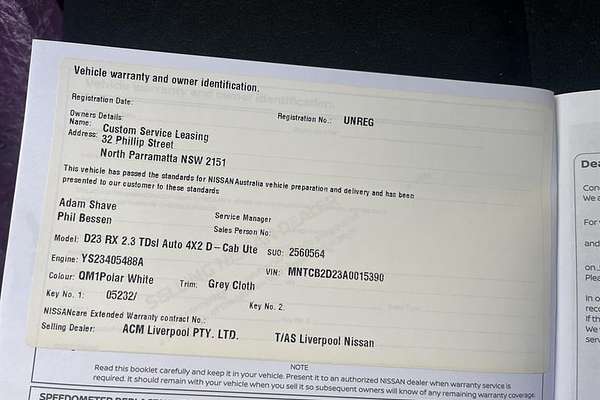 2019 Nissan Navara RX D23 Series 4 Rear Wheel Drive