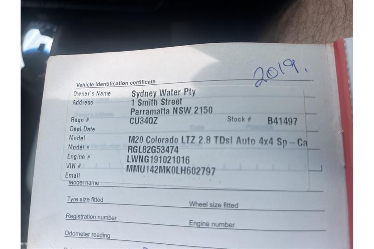 2019 Holden Colorado LTZ RG 4X4