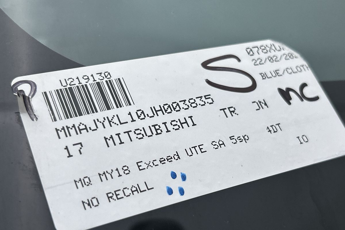 2017 Mitsubishi Triton Exceed MQ 4X4