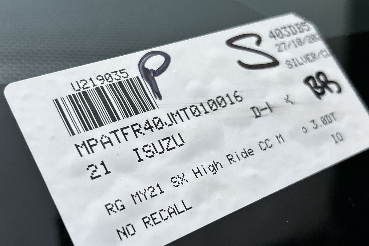 2021 Isuzu D-MAX SX High Ride Rear Wheel Drive