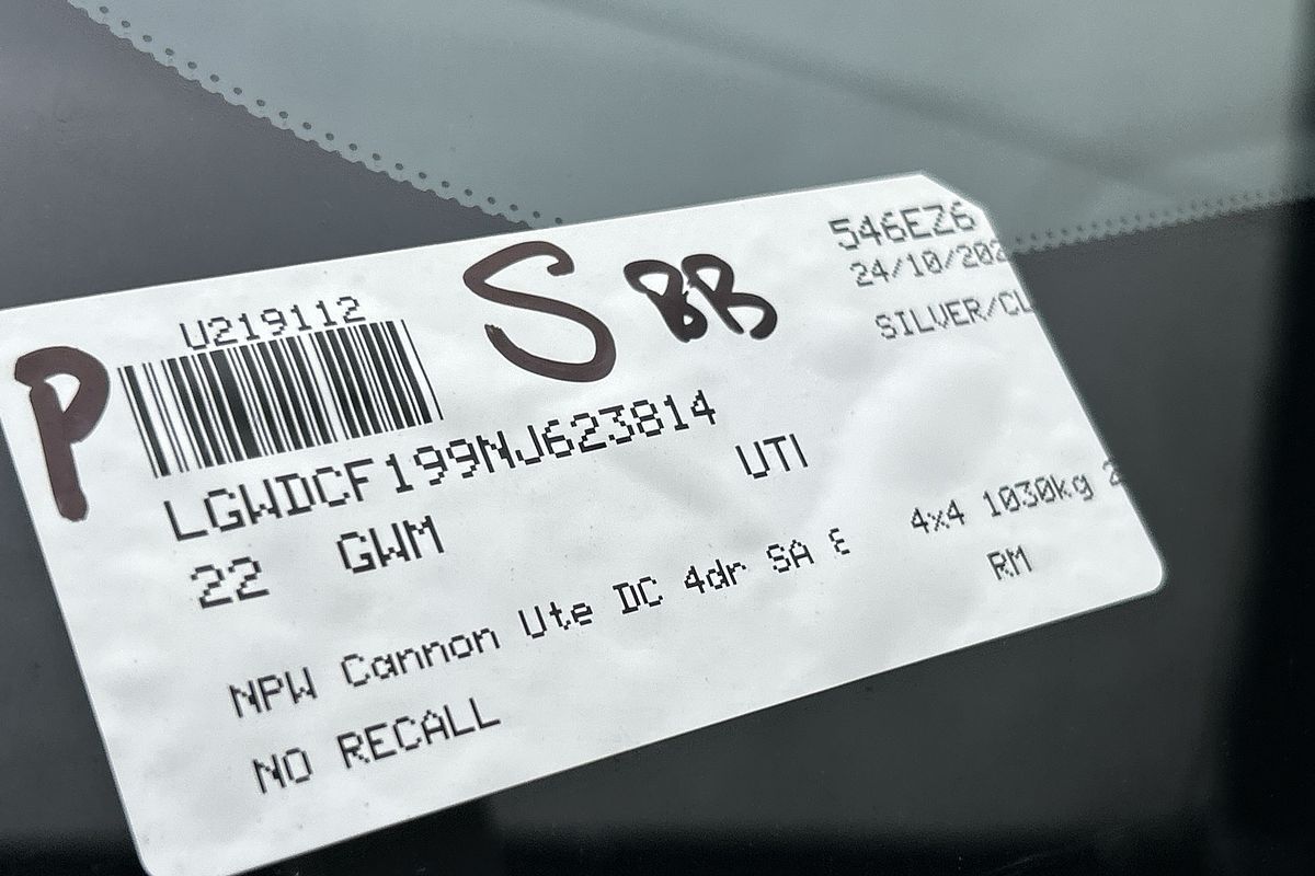 2022 GWM Ute Cannon NPW 4X4