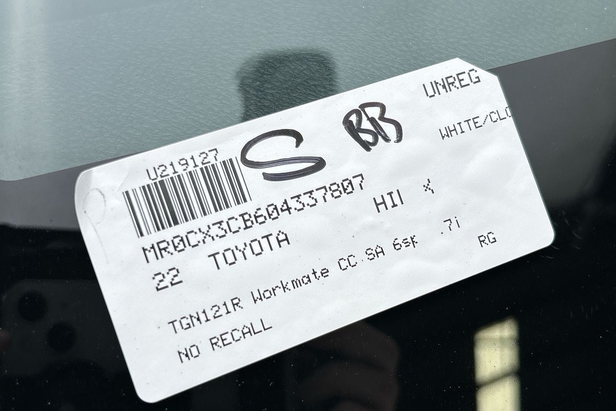 2022 Toyota Hilux Workmate TGN121R Rear Wheel Drive
