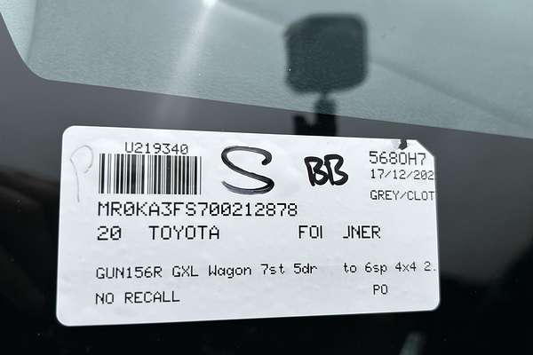 2020 Toyota Fortuner GXL GUN156R