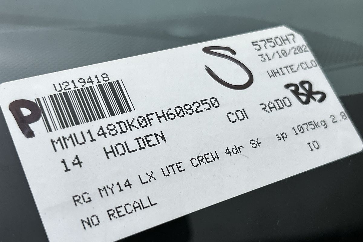 2014 Holden Colorado LX RG 4X4